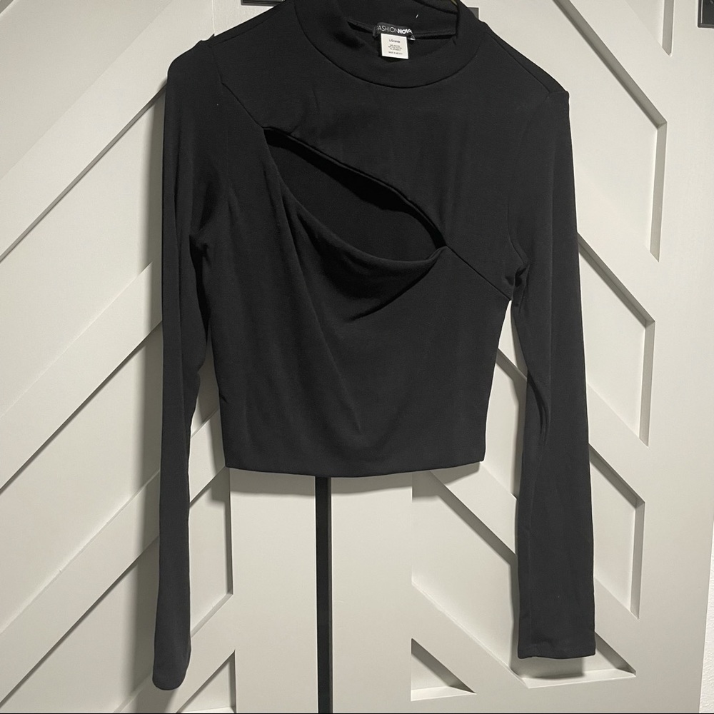 OUTFIT BUNDLE Black peek a boo top and mini skirt